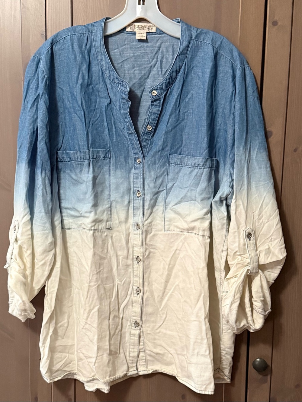 Vintage America Blue to Cream Ombre Button-Down Shirt
